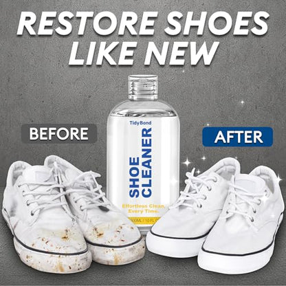 Shoe Cleaner Kit for Sneakers with 3 Brushes and Foam Bottle, 10.6 oz | Deep Cleaning for White Shoes, Leather, Suede, Nubuck, Canvas, Mesh, Boots, Midsoles and Soles