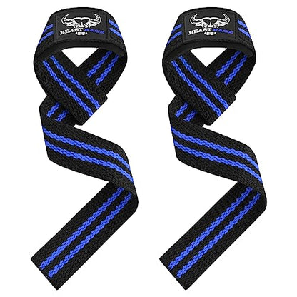 BEAST RAGE Lifting Wrist Straps for Weightlifting, Straps Gym Grip Power Workouts Lifting Straps Padded Neoprene & Premium Cotton Men Women, Deadlift Bodybuilding Exercise Lifting Straps - color: Black/blue