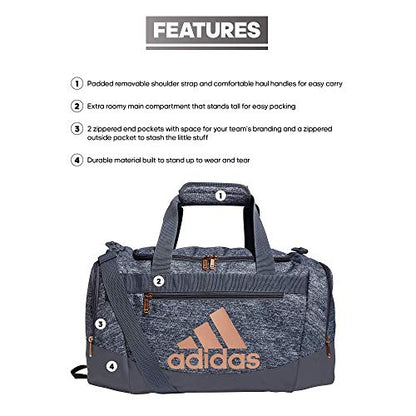 adidas Unisex Defender 4.0 Gym Duffel Bag for Men and Women - color: Jersey Onix Grey/Rose Gold/Onix Grey, style: Unisex Defender 4.0 Gym Duffel Bag for Men and Women
