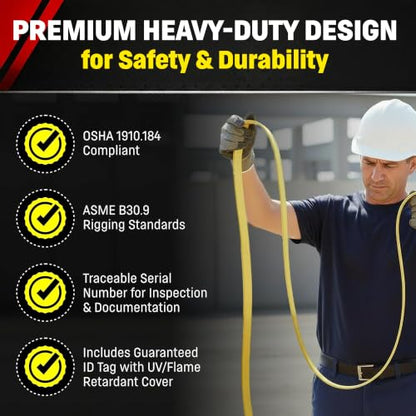 DD Sling 1 Inch x 16 Foot Nylon Lifting Sling – USA Made, 3,200 lb Vertical, 2,600 lb Choker, 6,400 lb Basket – 2-Ply Heavy Duty 900 Webbing, Type 4 Twisted Eye & Eye Rigging Sling - size: 1" x 16'