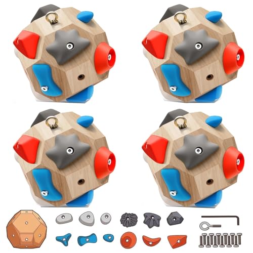 Handcrafted Boulder Block for Climbers, Rock Climbing Ball for Build Strength and Precision, Finger Strength Training Climbing Ball Gifts for Rock Climbers Enthusiasts - color: 4 pack