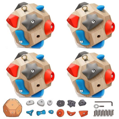 Handcrafted Boulder Block for Climbers, Rock Climbing Ball for Build Strength and Precision, Finger Strength Training Climbing Ball Gifts for Rock Climbers Enthusiasts - color: 4 pack