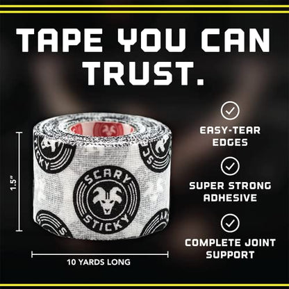 Goat Tape Super Stretchy Thumb Tape 4 Rolls and Scary Sticky Premium Athletic Tape 2 Rolls, Sticks with You Through The Toughest Fitness Workouts and Lifts