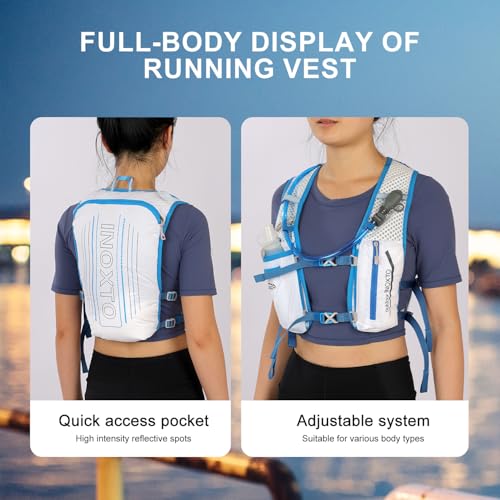 INOXTO Running Hydration Vest Backpack,Lightweight Insulated Pack with 1.5L Water Bladder Bag Daypack for Trail Hiking Running Cycling Race Marathon for Women Men - color: White Blue