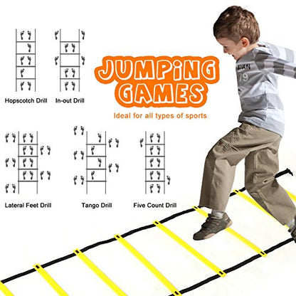 Alomejor Agility Speed Training Ladder Durable Adjustable Rungs Improves Technique for Football Soccer Athletes PP Material