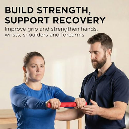 THERABAND FlexBar Resistance Bar, Physical Therapy, Flex, Elbow, Wrist, Red | Flex therapy bar for physical therapy, wrist and forearm exercise, with non slip grip and compact design - color: Red - Light, style: New Version