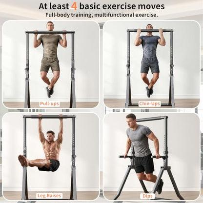 Foldable Pull Up Bar Station 58.3''-76.8'' Power Tower - color: 58.3"-76.8" with Dual Dip Handles