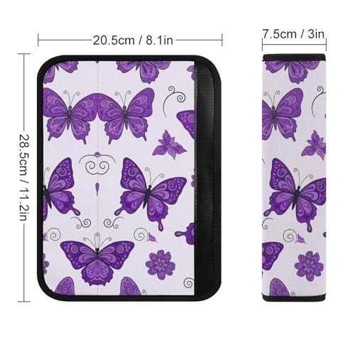 1 Pair Universal Soft and Comfortable Car Seat Belt Pad for Girls and Boys, Most Cars, Purple Butterflies Harness Pads Strap, Neck and Shoulder Support - color: Pattern 953