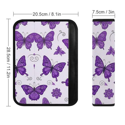 1 Pair Universal Soft and Comfortable Car Seat Belt Pad for Girls and Boys, Most Cars, Purple Butterflies Harness Pads Strap, Neck and Shoulder Support - color: Pattern 953