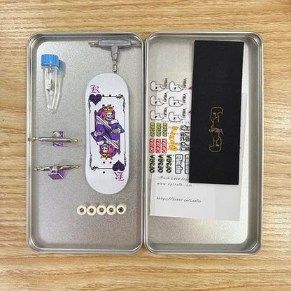 LEEFAI 34mm Pro Fingerboard Complete 34x96mm,Maples Wood Deck,UV Printing Graphic-Pro Trucks Regular kingpins & 5 Urethane Bearing Wheels-Op3ra V3-Hearts of King