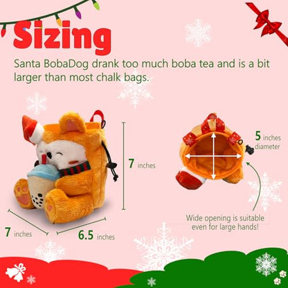 Rock Climbing Chalk Bag + Refillable Ball – Boba Dog Plush Animal Bag - style: Christmas Chalk Bag + Refillable Ball