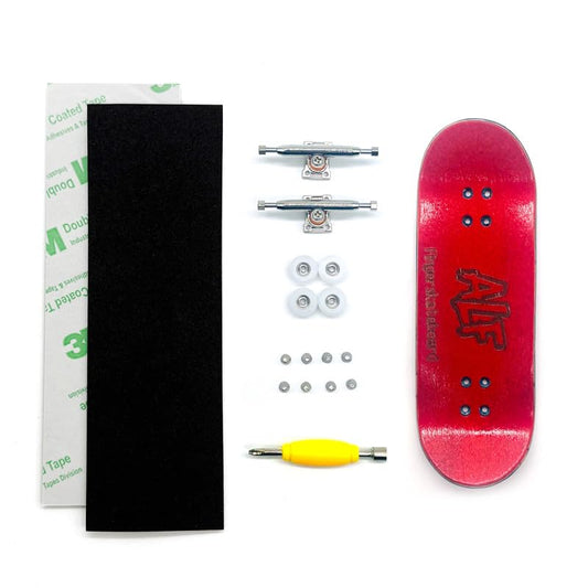 32mm Professional Fingerboard Complete Set, 7 Color Options, 5-Layer Maple Wood Deck with Metal Trucks, Bearing Wheels and Grip Tape (Red) - color: Red