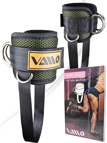 VAIIO Ankle Straps for Cable Machines,Adjustable Comfort fit Neoprene, Reinforce Double D-Ring - Premium Ankle Cuffs to Improve Abdominal Muscles, Lift The Butts, Tone The Legs for Men & Women - color: Green - Dark