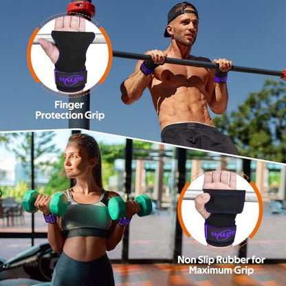 Weight Lifting Wrist Strap，Double Layer Leather Wrist Wraps with Neoprene Padding for Weightlifting & Deadlifts – Adjustable Gym Straps for Men & Women - color: Purple