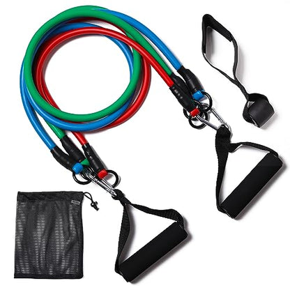 Resistance Bands with Handles, Single Resistance Bands, Exercise Bands with Handles, for Resistance Training, Physical Therapy, Home Workouts, Fitness, Pilates - color: 3-in-1 band- 90lbs