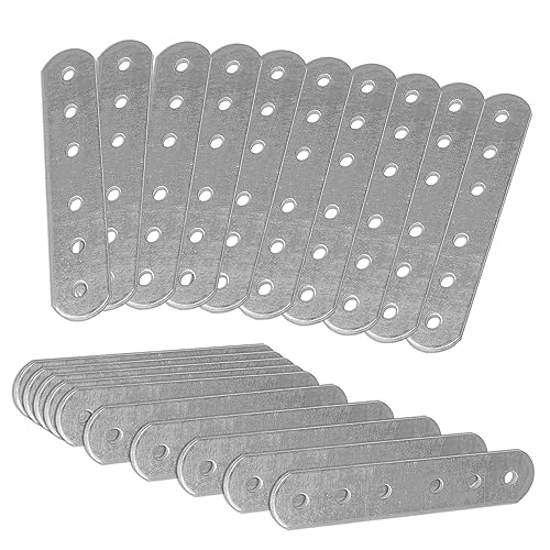20 Pack Straight Flat Metal Connector Plates (3.94" x 0.63") Galvanized Steel Repair & Joining Brackets for Shelves, Furniture, Wood Fixing & DIY Projects - size: 3.94" x 0.63" (100 x 16mm)
