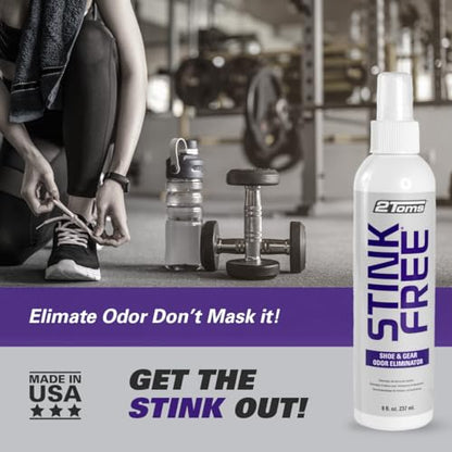 2Toms StinkFree Shoe Odor Eliminator Spray for Shoes & Gear, 8 Ounces | Odor Eliminating Spray for Smelly & Stinky Shoes & Athletic Gear - size: 8 Fl Oz (Pack of 1)