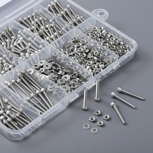 VGBUY 840pcs M2 Screw Assortment Kit,M2 x 4/6/8/10/12/16/20mm Hex Socket Head Cap Screws Bolts Nuts Washer Kit,304 Stainless Steel Machine Screws Suitable for 3D Printer DIY - size: M2x4/6/8/10/12/16/20mm, style: Socket Head