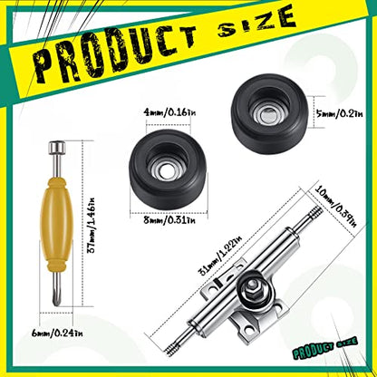 Zhehao 8 Pcs Fingerboard Bearing Wheels Standard Fingerboard Tool CNC Lathed Bearing Wheels Screwdriver and 2 Pcs Nut Driver for 34 mm Wide Decks Finger Skateboard Trucks(Black) - color: Black