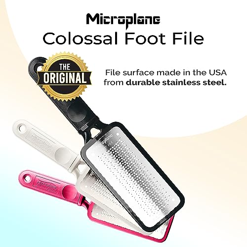 Microplane Colossal Foot File Scraper - The Original Stainless Steel Foot Rasp, Dead Skin/Callus Remover for Feet, Gentle Foot Scrubber, Pedicure Tools for Salon-Quality Foot Care, Black - style: Black