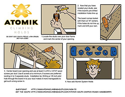 Atomik Rock Climbing Holds Advanced Bolt-On Hangboard in Blue for Grip and Strength Training