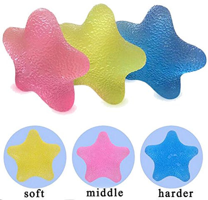 Multiple Resistance Therapy Exercise Gel Squeeze Balls for Hand Finger Wrist Muscles Arthritis Grip Exerciser Strengthening - color: Star