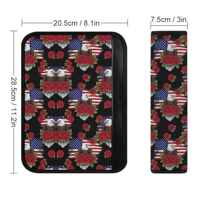 Universal Soft and Comfortable Seat Belt Shoulder Pad for Adult Use, Most Cars, 1 Pair Eagle American Flag Rose Harness Pads Strap Anti-Slip Pad - color: Pattern 1168