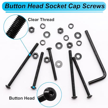 420PCS Black M3 Button Head Hex Socket Cap Screws, M3 x 30/35/40/45/50mm Metric Screws Bolts Nuts Washers Assortment Kit, 10.9 Grade Alloy Steel - size: M3 x 30/35/40/45/50mm, style: Button Head