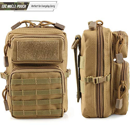 LIVANS Tactical Molle Utility Pouch, EDC Tool Pouch Tactical Phone Pouches Mini Waist Pouches Medical EDC IFAK Pack Mini Design of 3-Day Backpack - color: Khaki