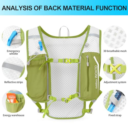 INOXTO Running Hydration Vest Backpack,Lightweight Insulated Pack with 1.5L Water Bladder Bag Daypack for Trail Hiking Running Cycling Race Marathon for Women Men - color: Fruit green