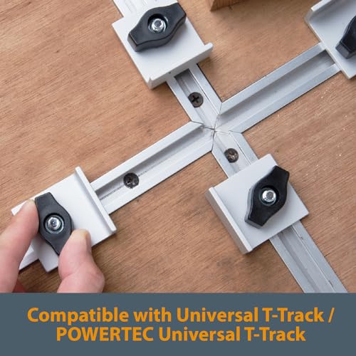 POWERTEC 71821 Bi-Directional Short Stop Kit, T Track Stop Block for T-Track Woodworking, Sanding, and Routing, 4PK - size: T track stop, 4PK