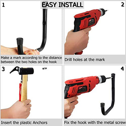 8 Pack Wall Mount Storage Hooks, 9.6IN Garage Utility Hanger for Ladder, Hold Chairs, Garden Tool, Hose, Bike - size: 9.6inch