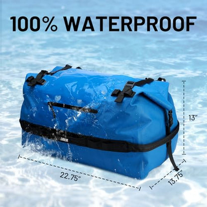 MIER Large Waterproof Duffel Bag - 60L/80L Dry Bag Backpack | Detachable Backpack Straps; Multi-Pockets; Roll-Top with Hook-and-Loop Closure; Motorcycle, Kayaking, Gym, Beach, Boating - color: Dark Blue, size: 60L
