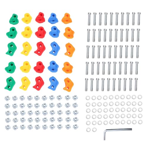 PE Rock Climbing Holds for Kids, 20PCS Climbing Rocks with Mounting Hardware for Indoor Outdoor Playground Set, Wear Odorless Wall Holds