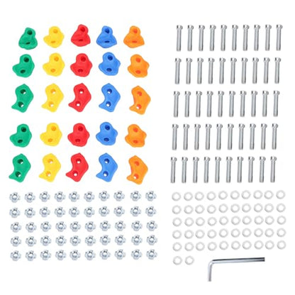 PE Rock Climbing Holds for Kids, 20PCS Climbing Rocks with Mounting Hardware for Indoor Outdoor Playground Set, Wear Odorless Wall Holds