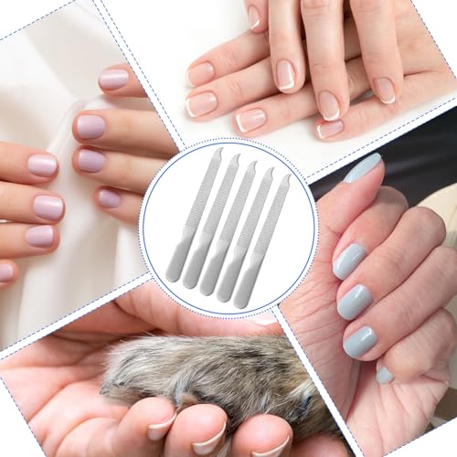 5 PCS Stainless Steel Nail File for Natural Nails 3.6’’ Small Metal Double Sided Nail File with Curved Sharp Pointed Thin Professional Reusable Manicure Pedicure Toenails Tools