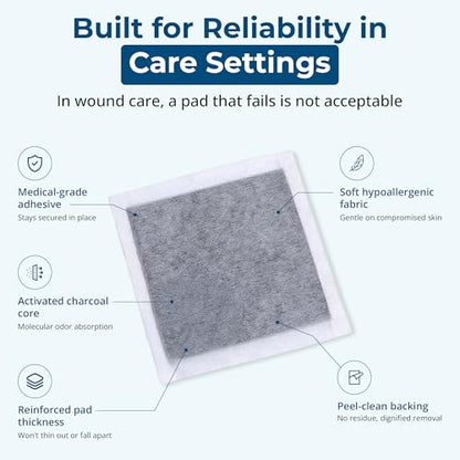 SMELLRID Activated Charcoal Odor Absorber Pads | 12 Unscented Adhesive (4"x4") Charcoal Pads for Body Odor, Flatulence & Personal Care Environments