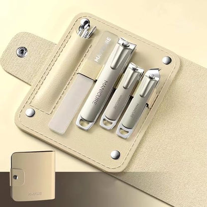 Manicure Set Nail Clippers，10-Piece Professional Nail Care Kit with Leather Case, Stainless Steel Manicure and Pedicure Tools (Yellow) - color: Yellow