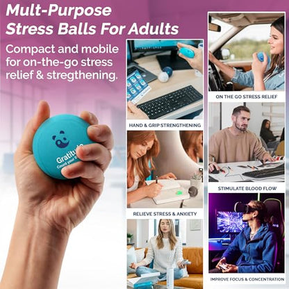 Mind & Body Stress Balls for Adults - Multi-Density Squeeze Balls for Hand Therapy & Grip Strengthening - Stress & Anxiety Relief - Choose 3-Ball (Soft, Medium & Hard) or 2-Ball (Soft & Hard) Sets - color: Cranberry, Celest