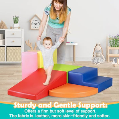 JungleDove 6-Piece Set Baby Foam Climbing Blocks for Toddlers - Baby Climbing Toys for Toddlers Indoor - Kids Soft Play Climbing - Foam Play Gym Playtime Corner Climber - style: Rainbow