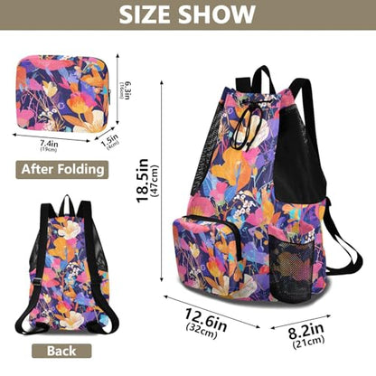 Drawstring Bags For Men Women Climbing Gym Bag With Water Bottle Pocket Waterproof