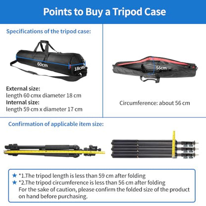 HEMMOTOP Tripod Bag, 25.6x7in Tripod Carrying Case Heavy Duty with Two Zippered Pockets, All Sides Thick Padded Light Stand Bag with Shoulder Strap and Handle for Pool Cue, Speaker Stand -R06518 - size: 25.6" L x 7" D
