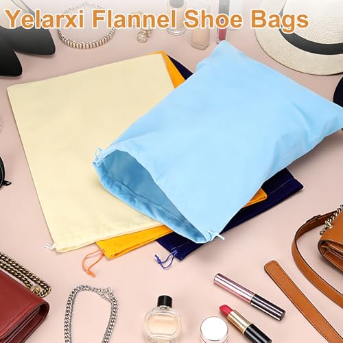 Cloth Shoe Bags for Travel, Flannel Pouch with Drawstring Closure Washable Breathable Cotton Fabric, 15.8x11.8" & 2 Pcs & Coffee- Fit for (Men Women/Luggage/Storage) - color: Coffee