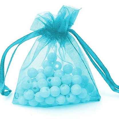 100/200PCS Organza Gift Candy Sheer Bags Mesh Jewelry Pouches Drawstring Bulk for Wedding Party Favors Christmas (5" X 7"(100PCS), Teal Blue) - color: Blue-5" X 7"(100PCS)
