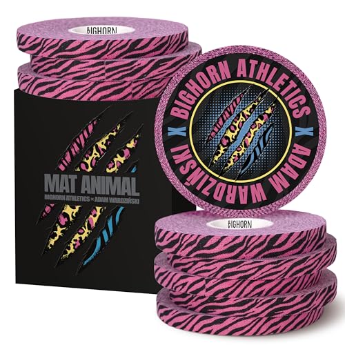 Bighorn Athletics Pink Zebra Print Finger Tape | 9 Rolls 0.3-in x 45-Ft | Athletic Tape for Fingers and Toes | Zinc Oxide Adhesive No Sticky Residue | for Jiu Jitsu & Sports | Mat Animal Collection - color: Pink Zebra, size: 0.3-Inch