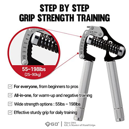 GD IRON GRIP Grip Strength Trainer Hand Gripper Forearm Strengthener Metal | Silent durable adjustable hand strengthening device, Hand exerciser squeezers, arm wrestling training equipment, grip trainer