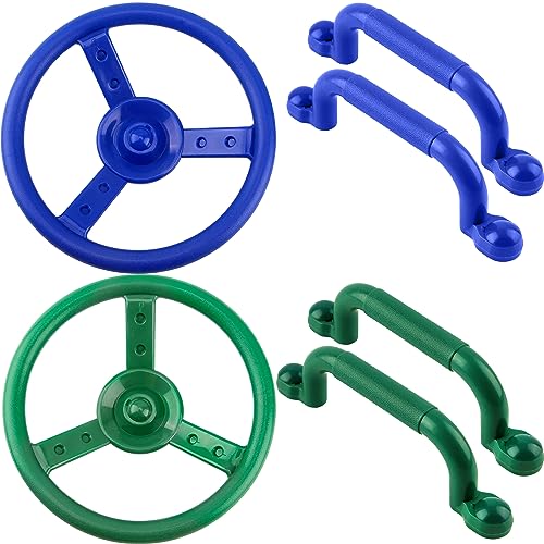 6 Pcs Playground Accessories Swingset Steering Wheel Plastic Priate Ship Steering Wheel Playground Safety Handles for Kids Outdoor Wood Backyard Treehouse Playhouse - color: Color Set 1