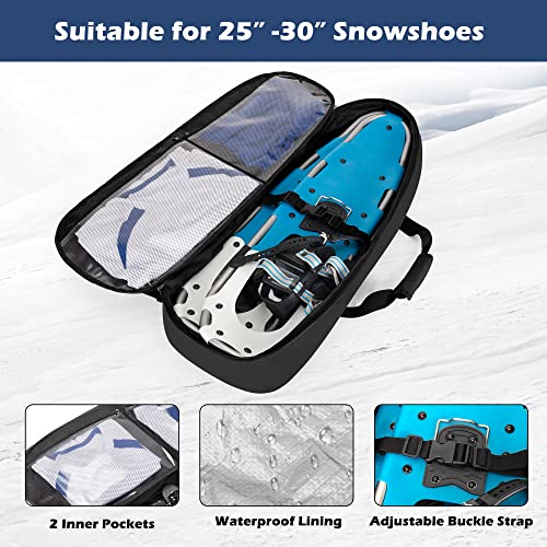 DSLEAF 25”-30” Snow Shoes Bag, Snowshoes Backpack with Pockets, Bag Only | Water-resistant Main Space, Internal Adjustable Fixed Buckle Straps, Easy-carry Handle and Padded Shoulder Straps