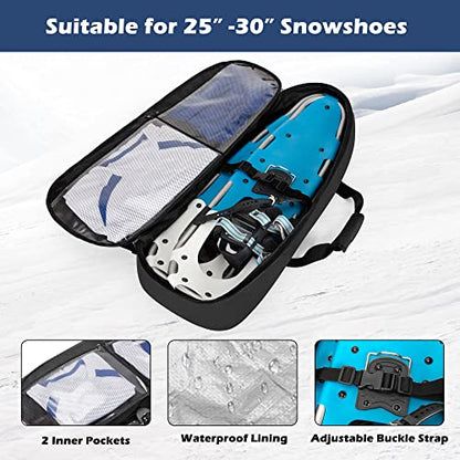 DSLEAF 25”-30” Snow Shoes Bag, Snowshoes Backpack with Pockets, Bag Only | Water-resistant Main Space, Internal Adjustable Fixed Buckle Straps, Easy-carry Handle and Padded Shoulder Straps