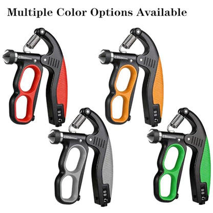 Hand Gripper Strengthener, 22-330LB Adjustable Resistance Grip Strength Trainer with Counter, Forearm Exerciser for Injury Recovery and Muscle Building - color: Red